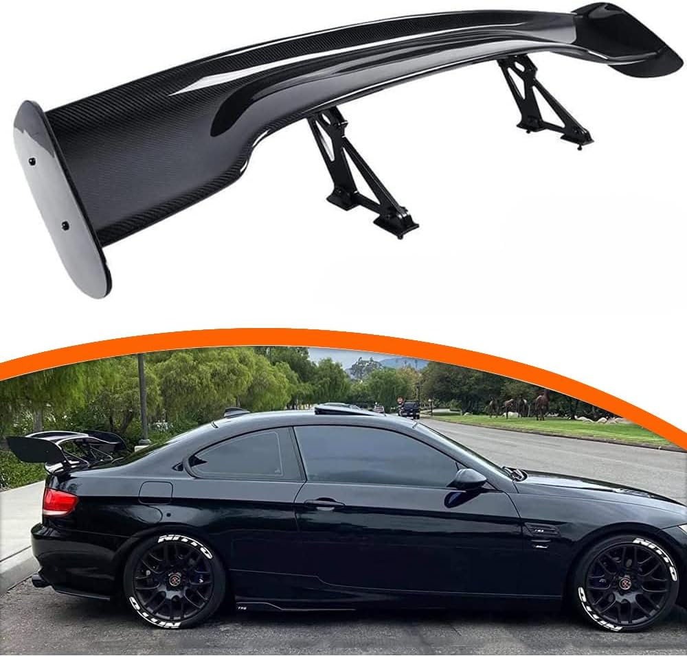 Alerón trasero universal de 57 pulgadas, estilo GT Racing para sedanes, Coupé, Hatchback, alerón de maletero ajustable (aspecto de fibra de carbono)