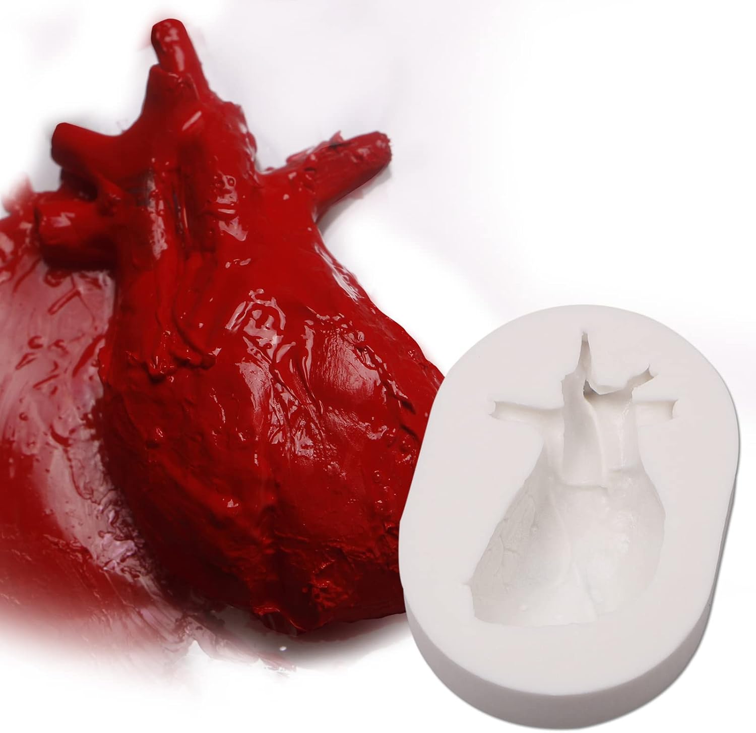 Moldes de silicona para órganos humanos, 8 unidades para Halloween, corazón, cerebro, hígado, estómago intestinal, moldes de fondant de chocolate