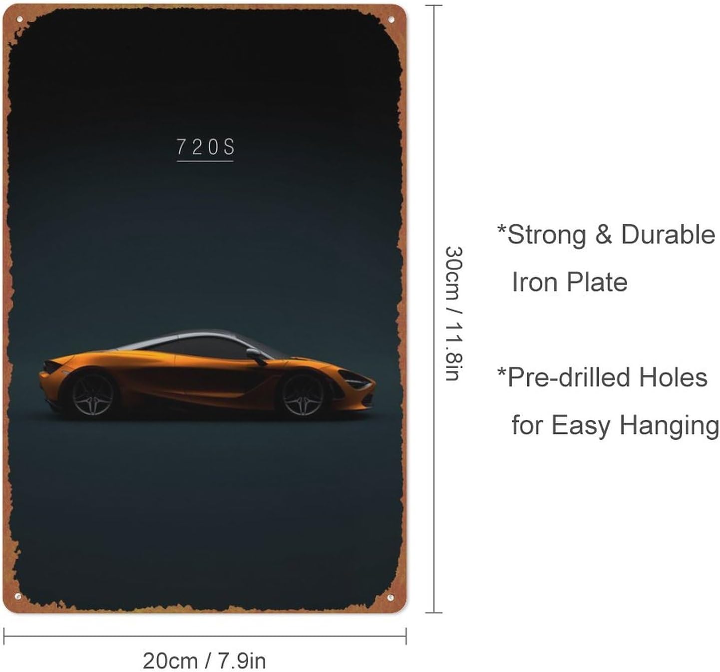 2018 McLaren 720S Orange Cafe Bar Home Wall Art Decoración Póster Retro Vintage Metal Tin Sign 8×12 pulgadas