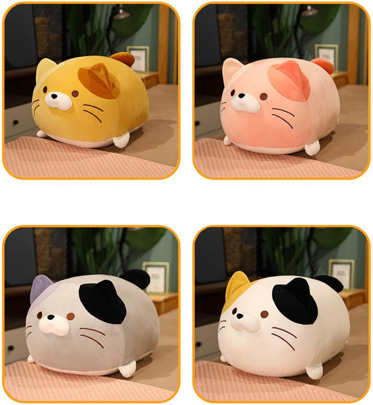 Linda y suave y gorda de gato atigrado de peluche, juguetes de peluche para gatos y gatitos, almohada para abrazar, regalo para niños y amantes