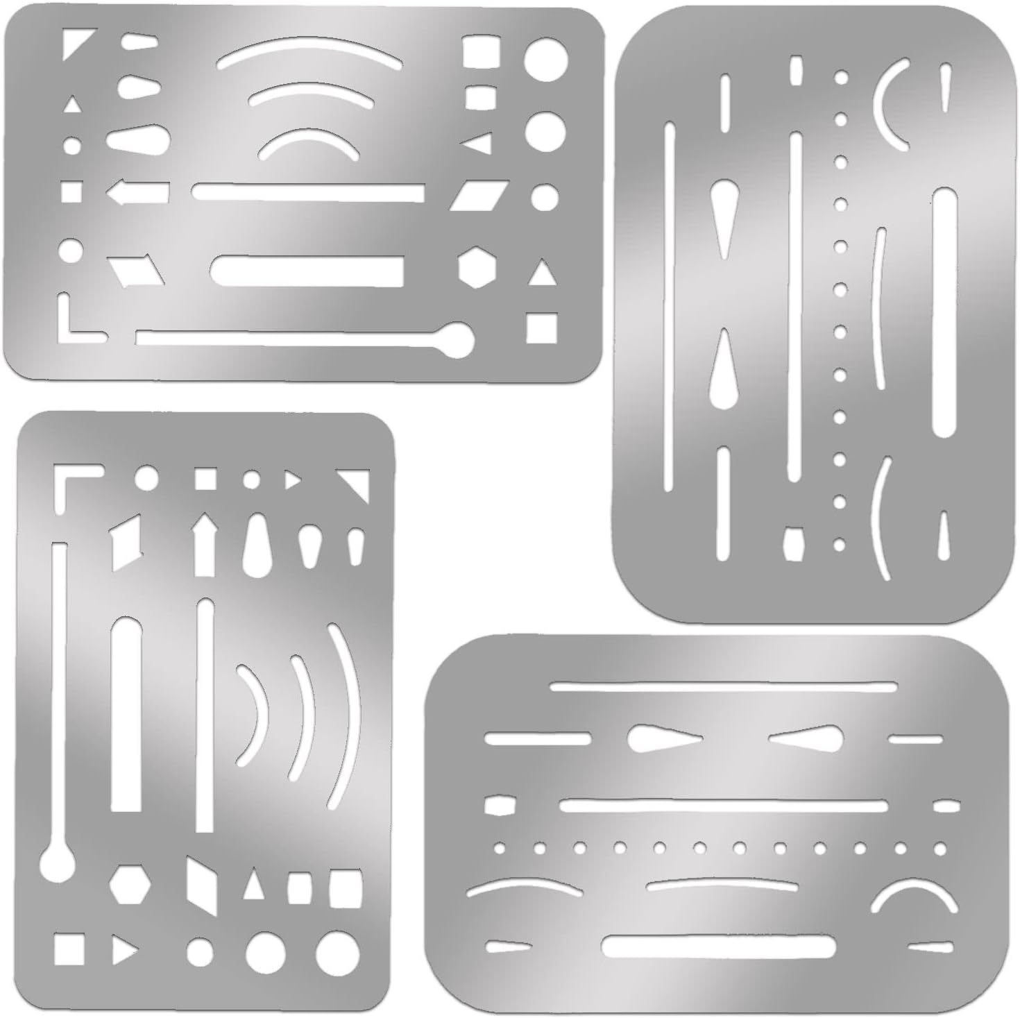 4 piezas de escudos de borrado de acero inoxidable plantilla de dibujo escudos de herramientas de dibujo de metal borrador escudos herramienta para