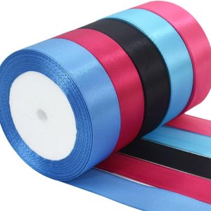 TONIFUL Rollos de cinta de satén de 1 pulgada x 125 yardas, 5 colores, colores mixtos de TIK Tok, cinta de tela para envolver regalos, adornar TONIFUL Rollos de cinta de satén de 1 pulgada x 125 yardas, 5 colores, colores mixtos de TIK Tok, cinta de tela para envolver regalos, adornar