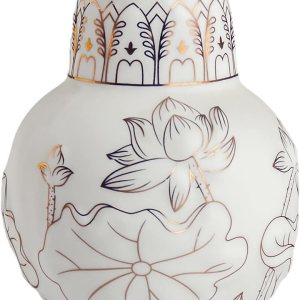 Houlu Florero budista de cerámica blanco pequeño de 7 pulgadas, suministros budistas del altar Houlu Florero budista de cerámica blanco pequeño de 7 pulgadas, suministros budistas del altar