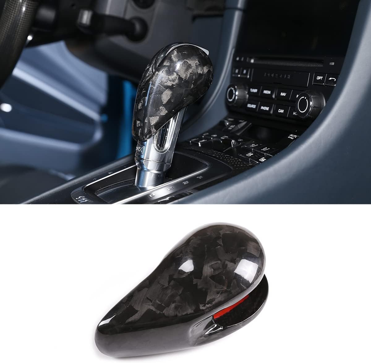 Ajuste para Porsche Macan Panamera Cayman 911 718 Boxster 2009-2020 – Cubierta de fibra de carbono real para el cabezal de cambio de marchas,