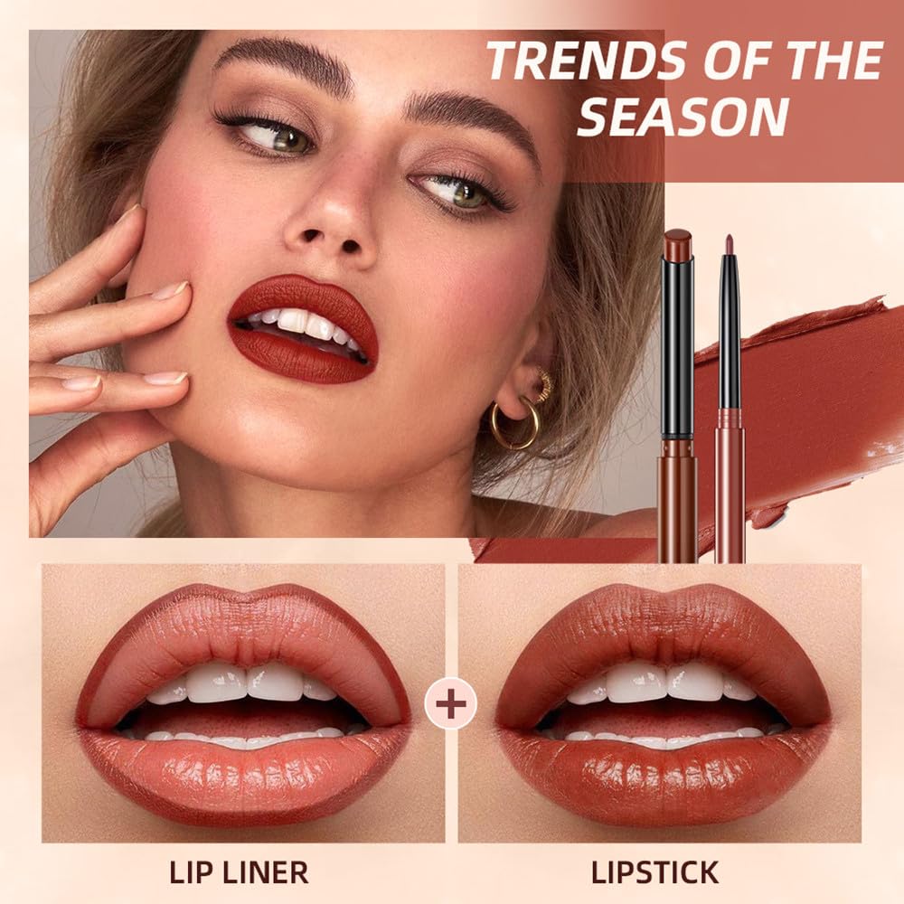 Juego de delineador de labios y lápiz labial, delineadores de labios, lápiz labial mate y juego de lápiz labial de terciopelo, juego de delineadores
