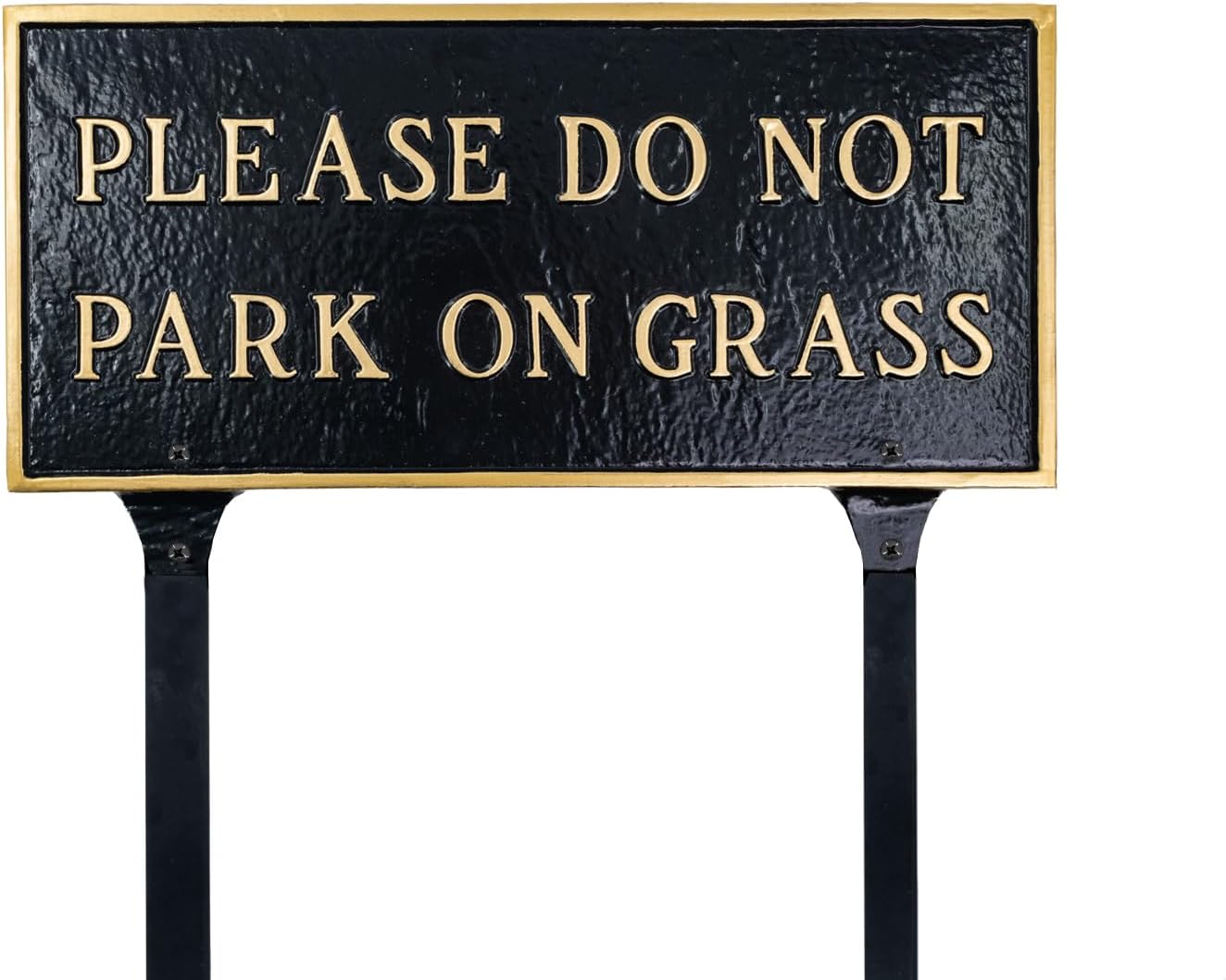 Placa con texto en inglés “Please Do Not Park on Grass States” – No estacionar en el césped – Placa de exhibición para césped – Fácil de instalar