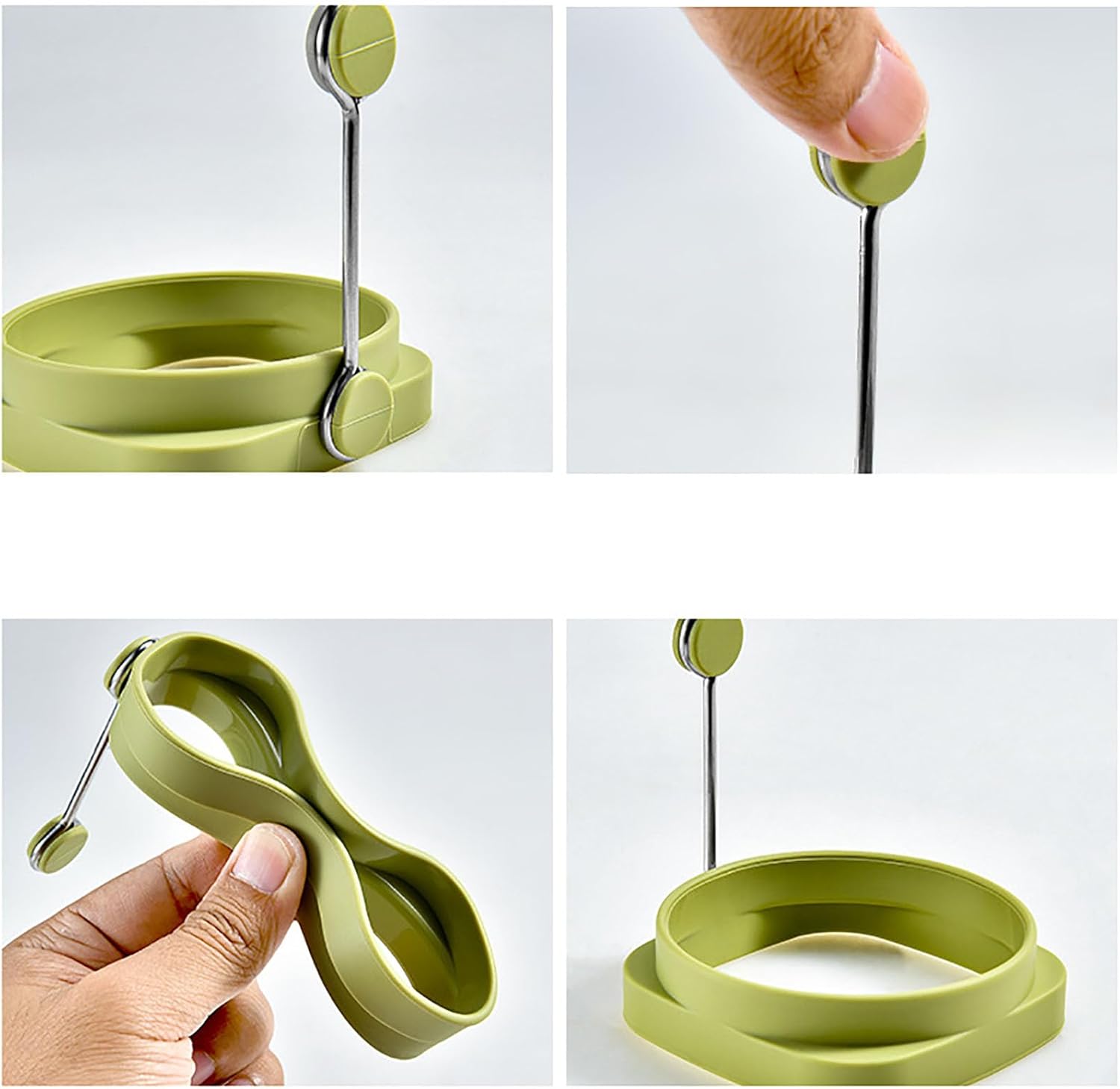 Anillos de silicona para huevos, paquete de 5 moldes redondos y cuadrados de doble cara para huevos de doble cara, molde antiadherente para huevos
