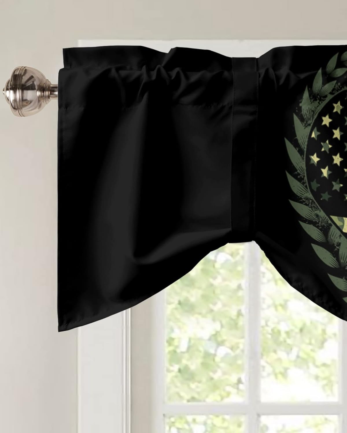 zzsunfeel Cortina de cenefa con amarre de 42 x 12 pulgadas para ventanas, tratamientos de ventana ajustables de camuflaje para cocina, sala de