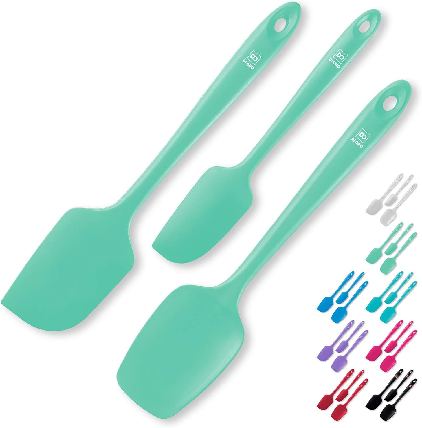 DI ORO Juego de espátulas de silicona  Espátulas de cocina de goma para hornear, cocinar y mezclar  Resistente al calor a 600 F y libre de BPA