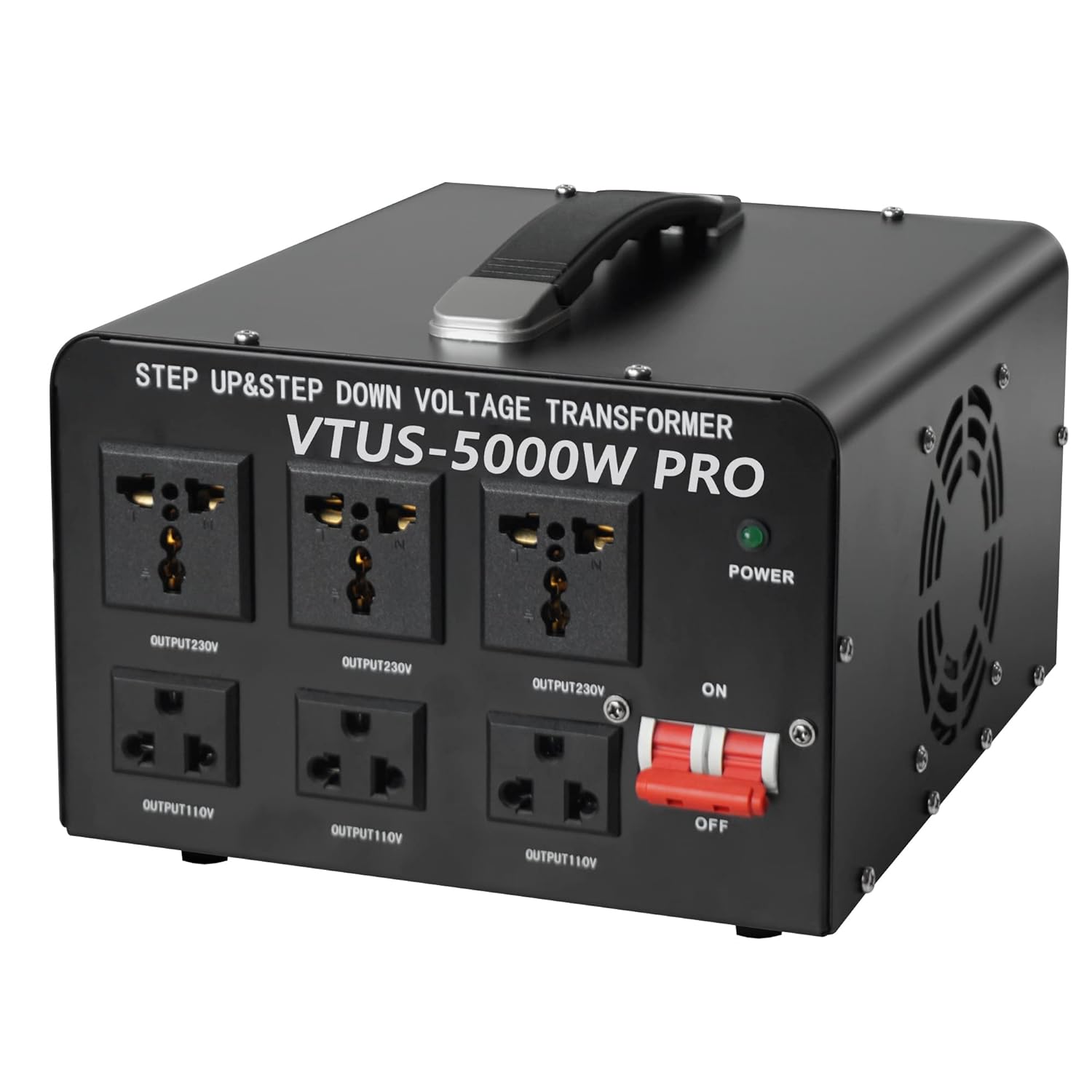LVYUAN Convertidor de voltaje de 5000 vatios, convertidor de voltaje resistente, elevadorabajo, CA de 110 V120 V220 V240 V con soporte cableado, 3