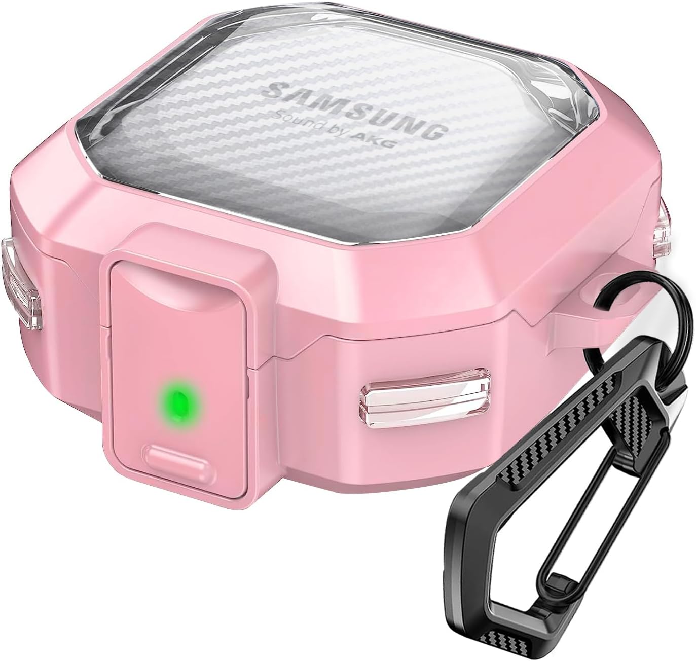 (con bloqueo seguro) Funda transparente de fibra de carbono para Samsung Galaxy Buds FE (2023) Galaxy Buds 2 Pro (2022)Galaxy Buds Pro (2021)Galaxy