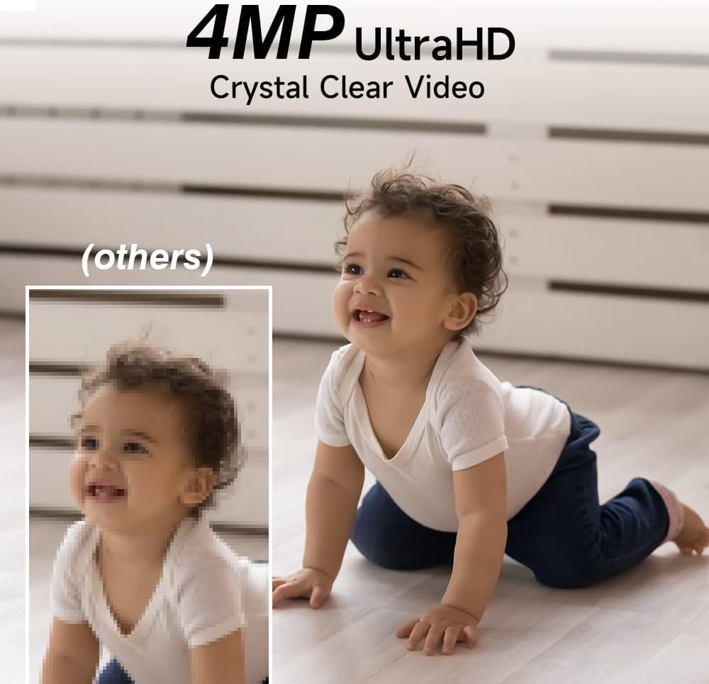 Paquete de 2 cámaras de seguridad 2K para seguridad del hogar, cámara interior WiFi de 4 MP con visión nocturna a color, detección de movimiento AI,