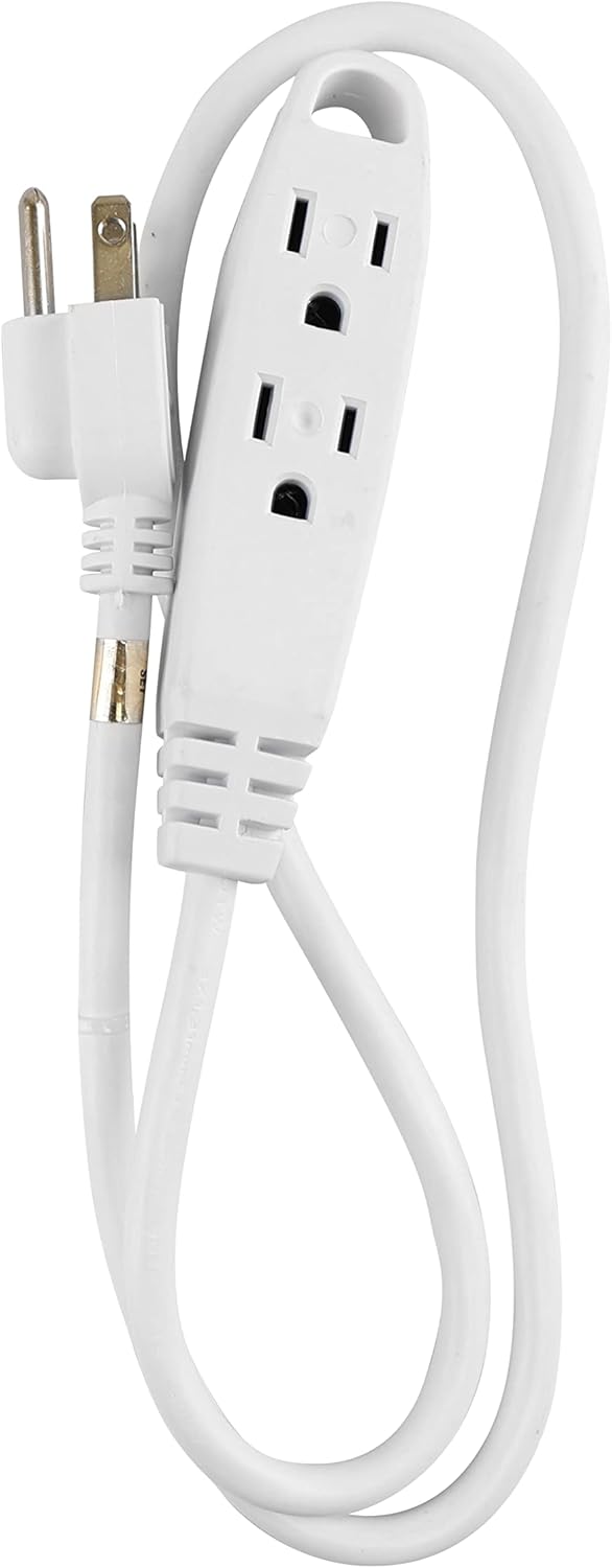 Cable de extensión de 3 tomas de corriente SJTW para uso en interiores y exteriores, con certificación UL, enchufe recto de 3 clavijas, 13 amperios,
