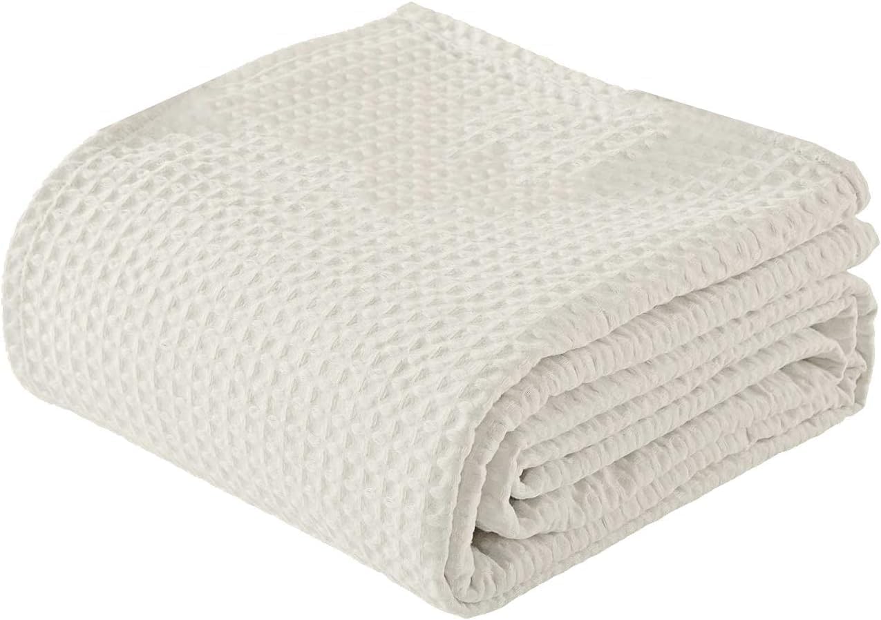 Mantas de algodón de gran tamaño King para cama, mantas de tejido gofre para verano, mantas tejidas acogedoras y suaves, mantas ligeras de otoño,