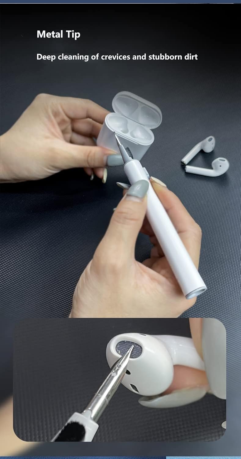Bolígrafo de limpieza con bonita funda para Airpods 12 y llavero, funda protectora de silicona para Airpods con kit de limpieza para estuche de