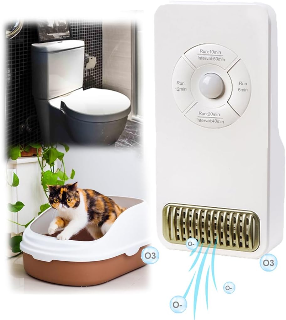 Desodorizador de arena para gatos con enchufe para el hogar, purificador de aire para mascotas, limpieza profunda de ozono para reducir los olores