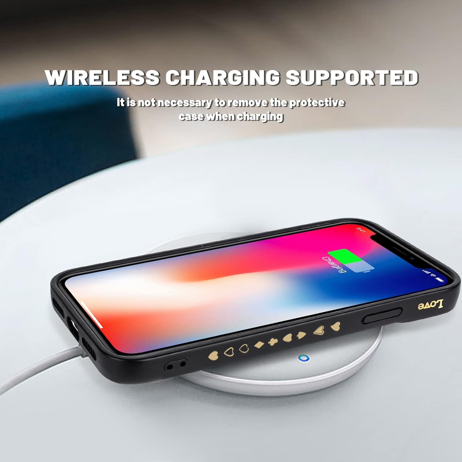 Funda compatible con iPhone 11 Pro Max, funda de silicona suave con patrón de corazón dorado para mujeres y niñas, diseño de corazón chapado a los