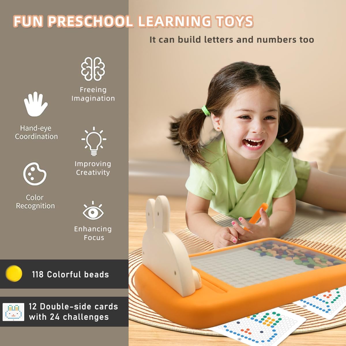 Tablero magnético de puntos para niños, tablero de dibujo magnético Montessori para niños pequeños, arte de puntos magnéticos, juguete educativo