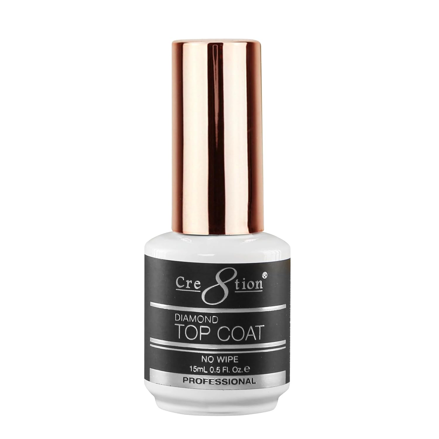 Cre8tion Diamond Soak Off Gel No Wipe Top Coat – Acabado brillante y larga duración, gel de lámpara de uñas Soak Off, 0.0 fl oz – Transparente, 0.5