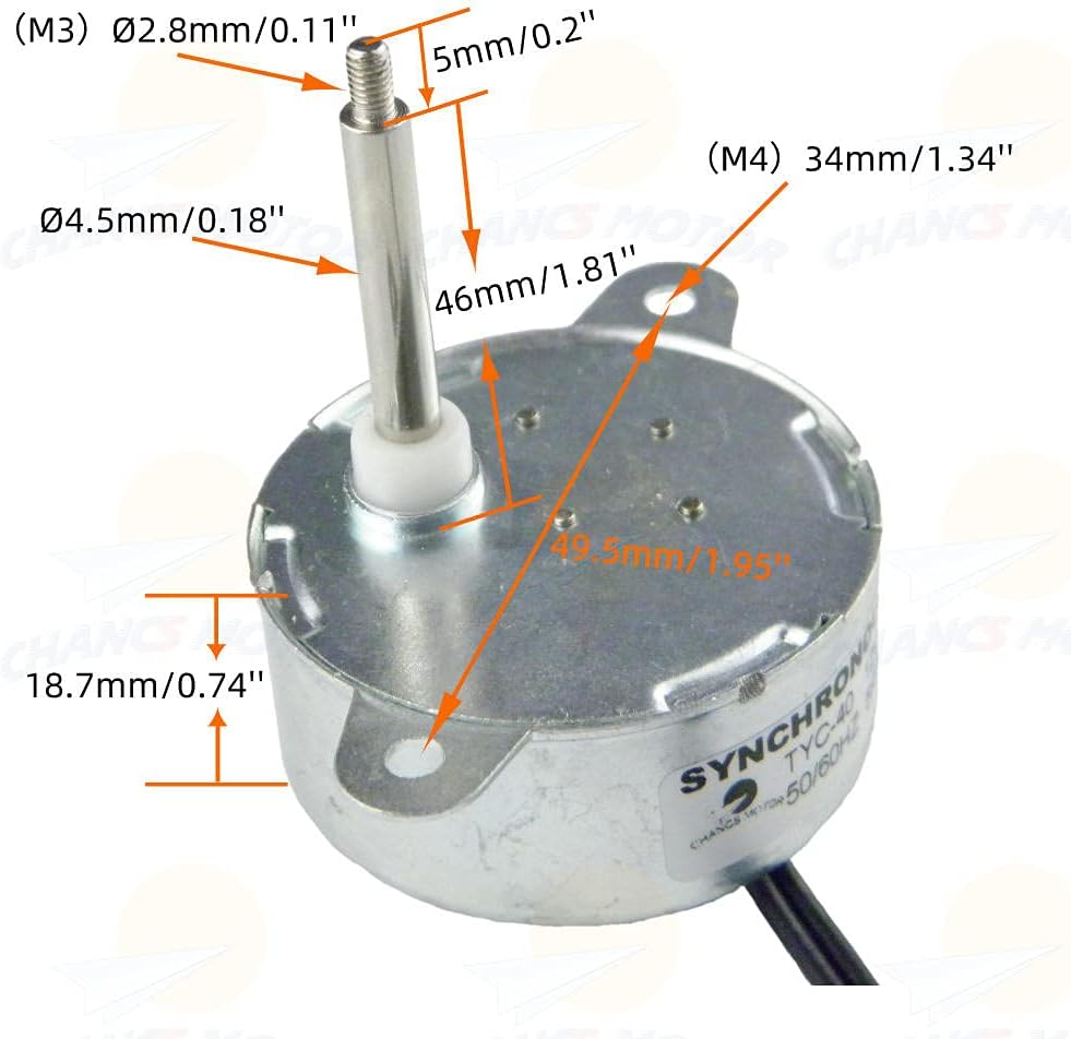CHANCS TYC40 12V AC 5RPM Eje 1.811 in Motor síncrono con fuente de alimentación de CA – Entrada 110V Salida AC 12V para decoración navideña