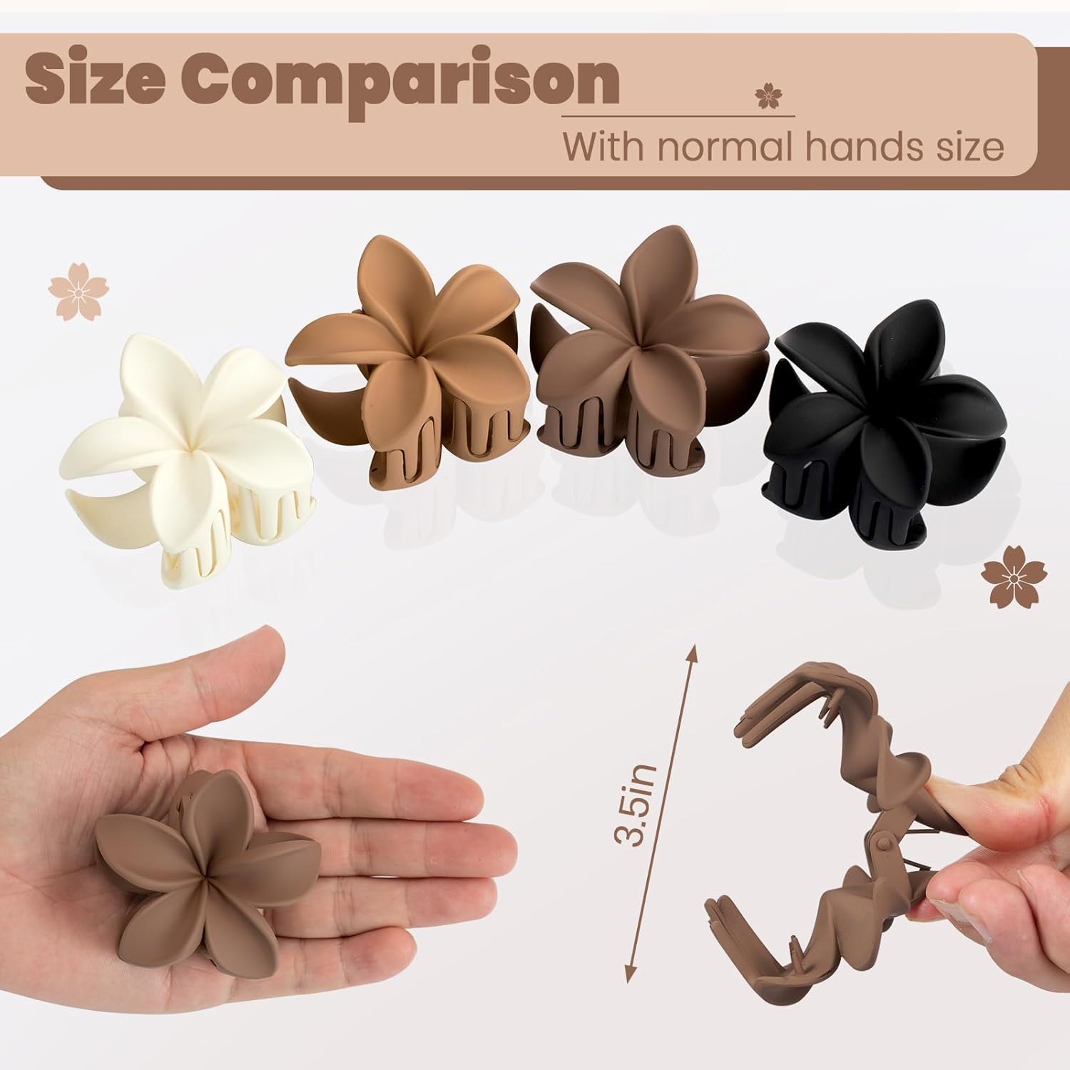 Depoka Pinzas para el cabello, paquete de 8 pinzas de pinza de plumeria hawaiana medianas de 2.8 pulgadas, pinzas para el cabello para mujeres y