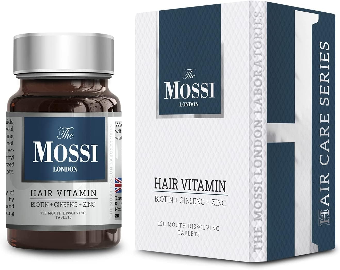 The Mossi London Vitamina capilar (biotina – Gensing – Zinc) 120 tabletas de disolución bucal para tratamiento de pérdida de cabello – espesa el