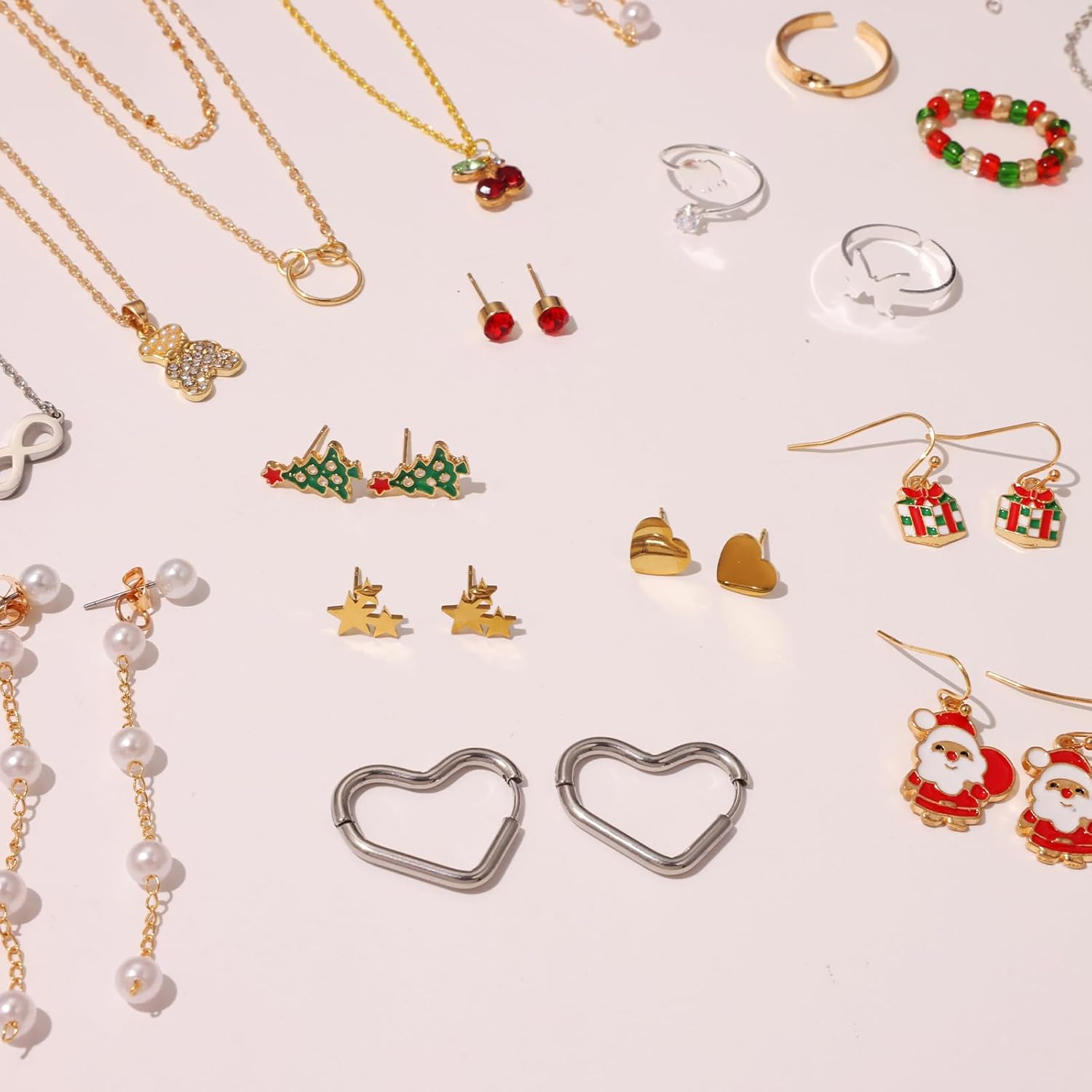 Calendario de Adviento de joyas para adultos, niñas y mujeres, calendario de Adviento de cuenta regresiva de 24 días de Navidad, caja de regalo de