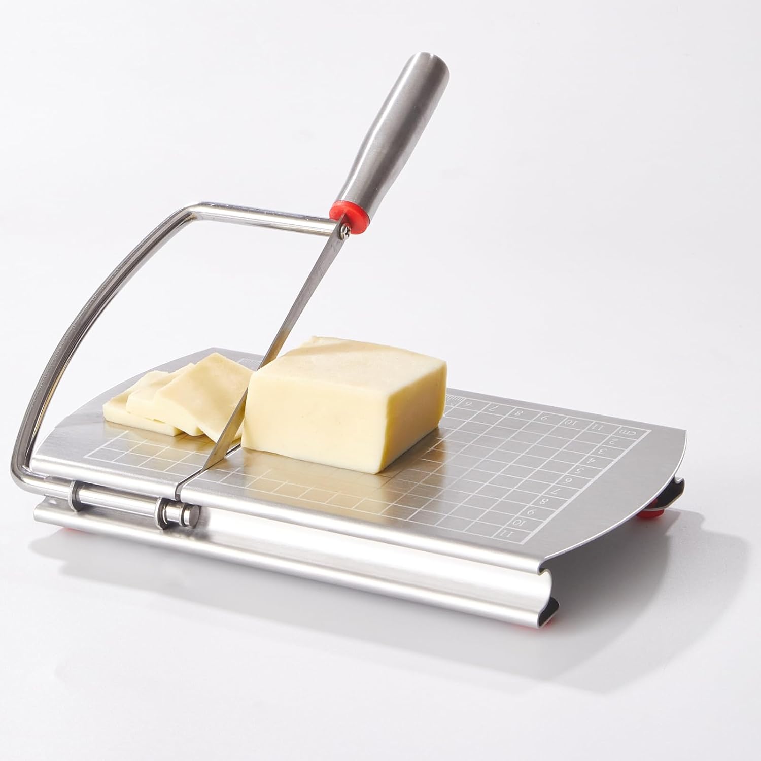ISZW Cortador de queso multiusos, tablero cortador de queso de acero inoxidable con hoja para bloque de queso, rebanar sin esfuerzo, jamón de