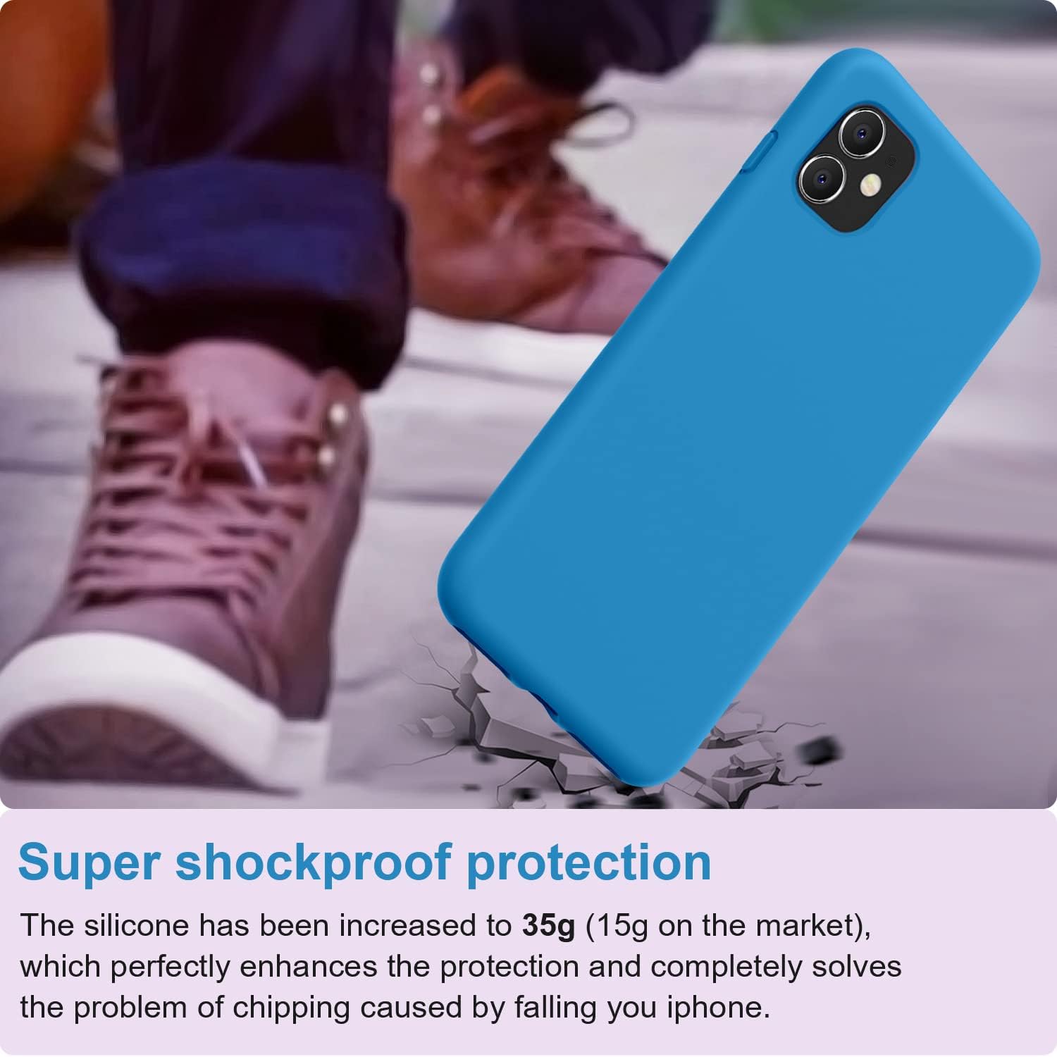 Vooii Funda protectora para iPhone 11, silicona líquida suave de goma delgada de cuerpo completo para iPhone 11 (con forro de microfibra suave),