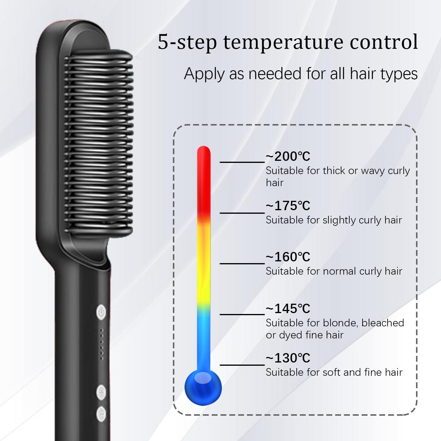 Cepillo alisador de cabello con 5 temperaturas, peine de iones negativos, cepillo alisador y rizador de cabello 2 en 1, peine alisador eléctrico
