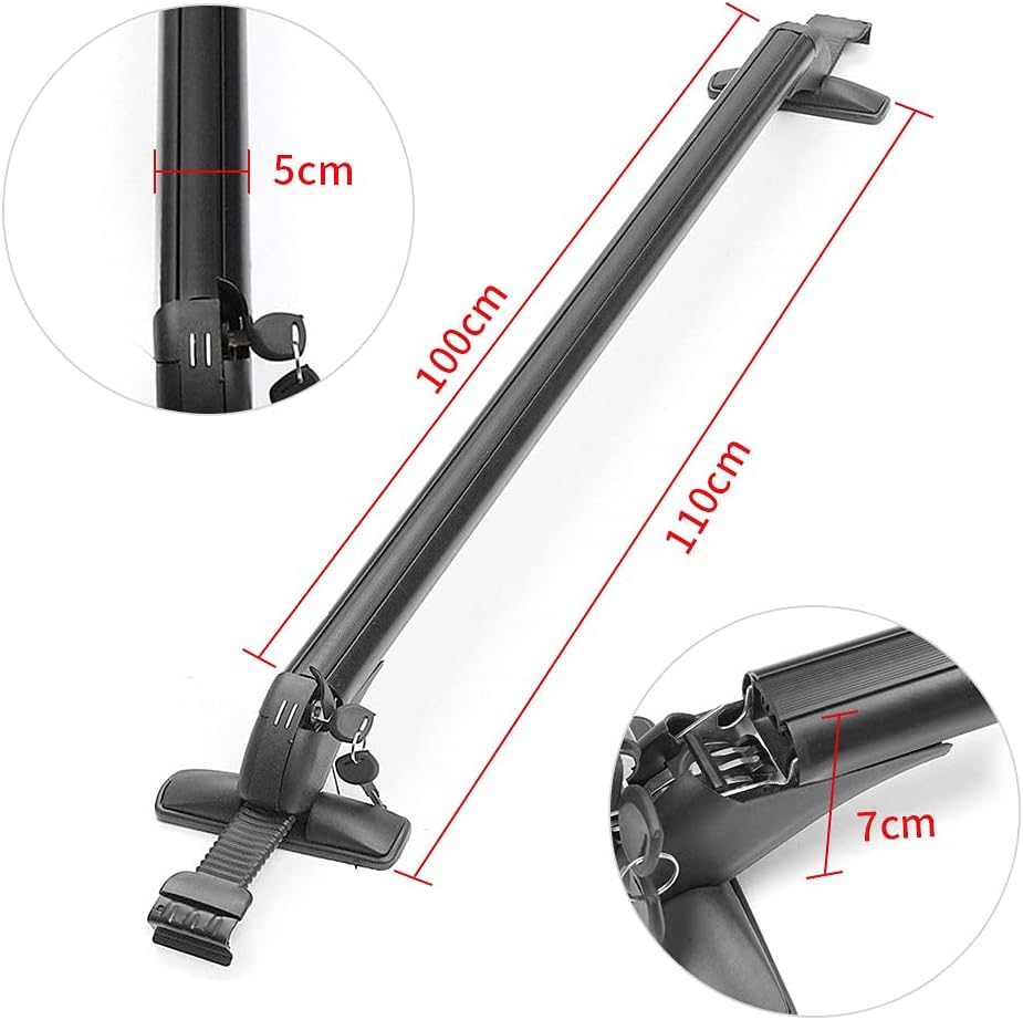 Barras transversales de aluminio ajustables universales de 43.31 pulgadas para portaequipajes con bloqueo antirrobo, capacidad de carga de 165