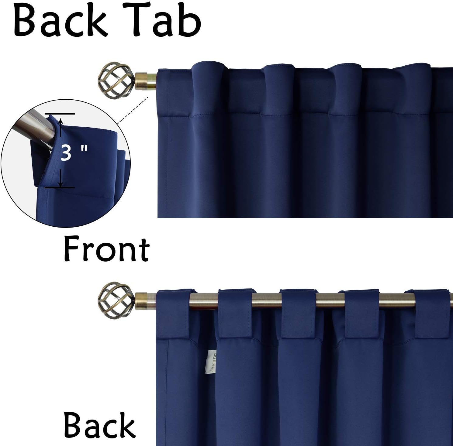 BGment – Cortinas que bloquean la luz con bolsillo para cortinero y pestaña trasera, para dormitorio, cortinas de oscurecimiento térmicas para sala