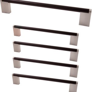 Design House 189498-BSN Stone Ridge – Manija de gabinete y cajón, 5 pulgadas de centro a centro, negro mate y níquel satinado, paquete de 5 Design House 189498-BSN Stone Ridge – Manija de gabinete y cajón, 5 pulgadas de centro a centro, negro mate y níquel satinado, paquete de 5