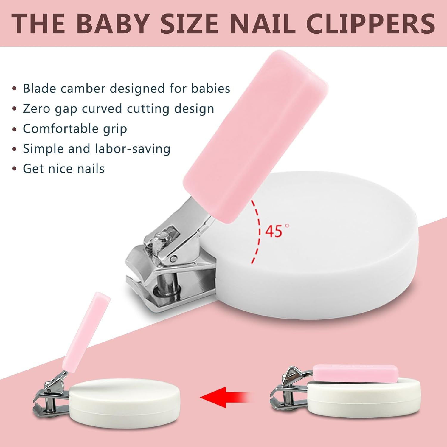 Kit de recortadora de uñas, cortaúñas para bebés 6 en 1, kit de primeros auxilios para recién nacidos, juego de aseo para bebés (rosa)