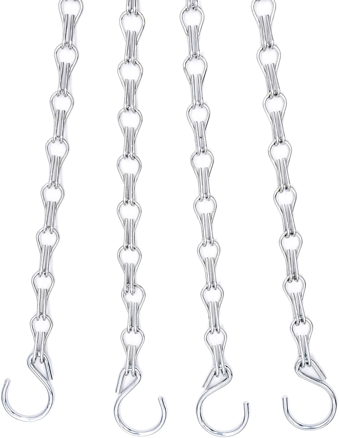 Cadena colgante plateada de 4 puntos y 20 pulgadas con ganchos para macetas de repuesto para macetas y faroles (paquete de 3)