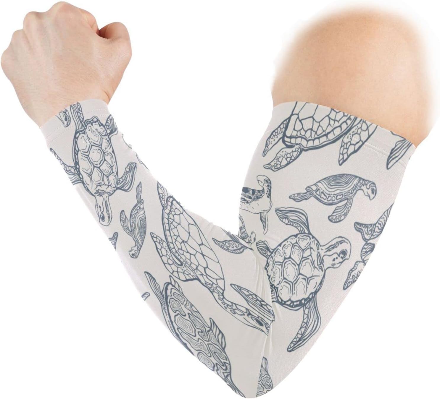 WELLDAY Mangas tribales de tortuga marina para hombres o mujeres, cubierta de tatuaje, protección solar UV, manga de compresión refrescante para