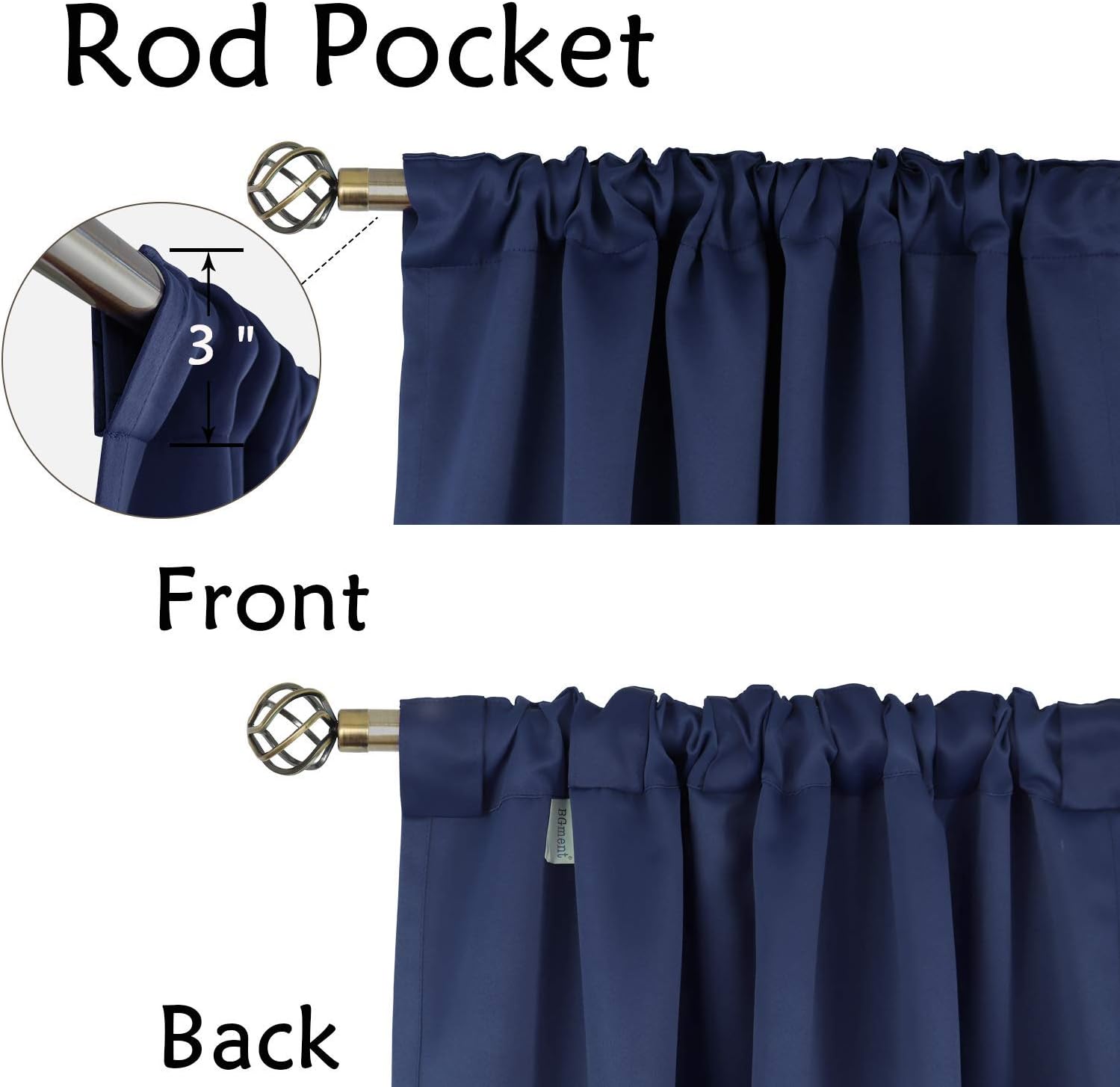 BGment – Cortinas que bloquean la luz con bolsillo para cortinero y pestaña trasera, para dormitorio, cortinas de oscurecimiento térmicas para sala