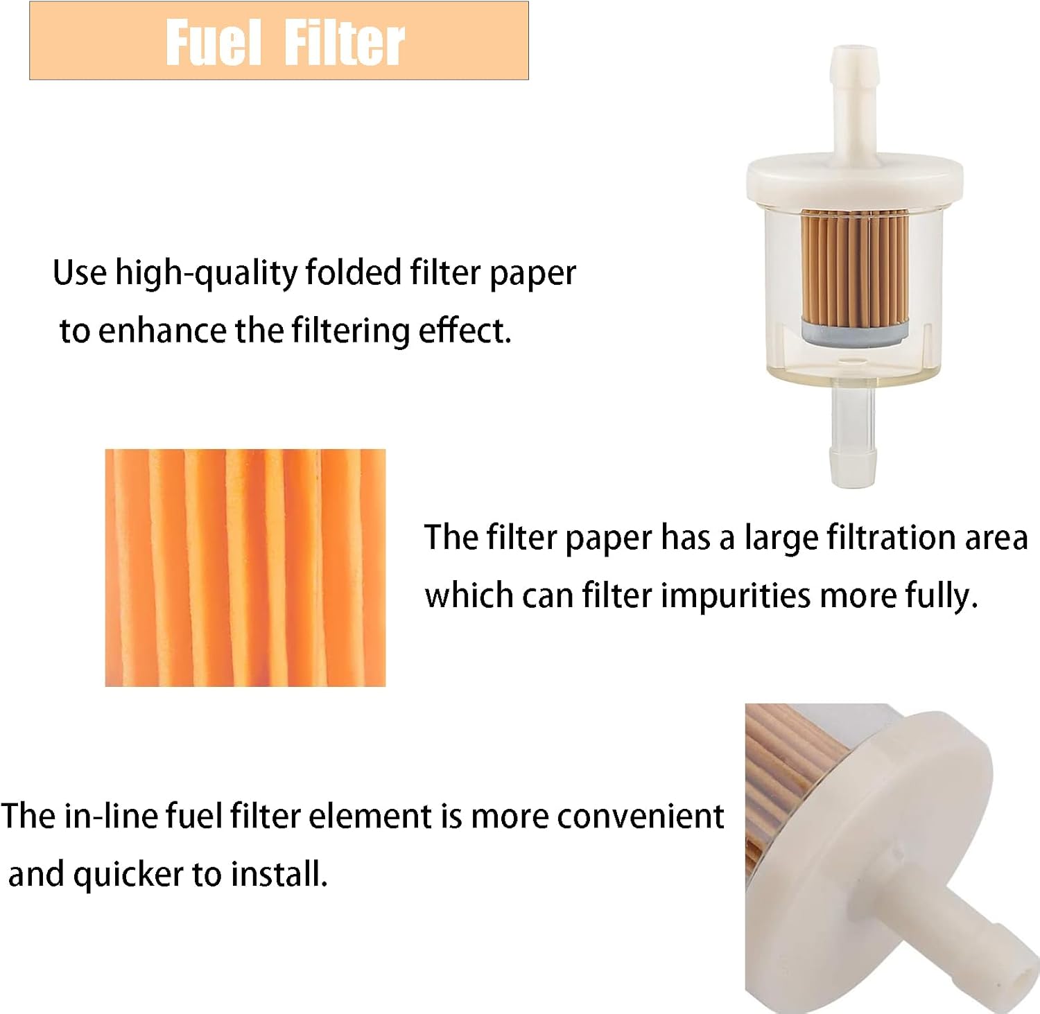 4 filtros de combustible 691035, 493629 5065 49019-7001 14 pulgadas, filtro de combustible en línea compatible con piezas de cortacésped B S,
