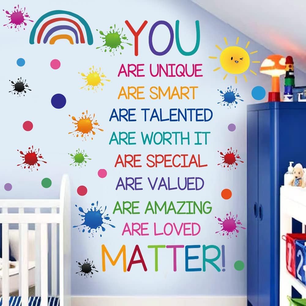 Mirabuy Calcomanías de pared coloridas con citas inspiradoras, calcomanías de pared con palabras positivas para guardería, sala de juegos,