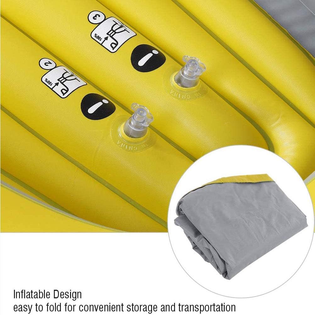 Bote inflable, PVC amarillo para 2 personas, botes inflables para adultos y niños con doble válvula, kayaks de pesca de aguas bravas para adultos y