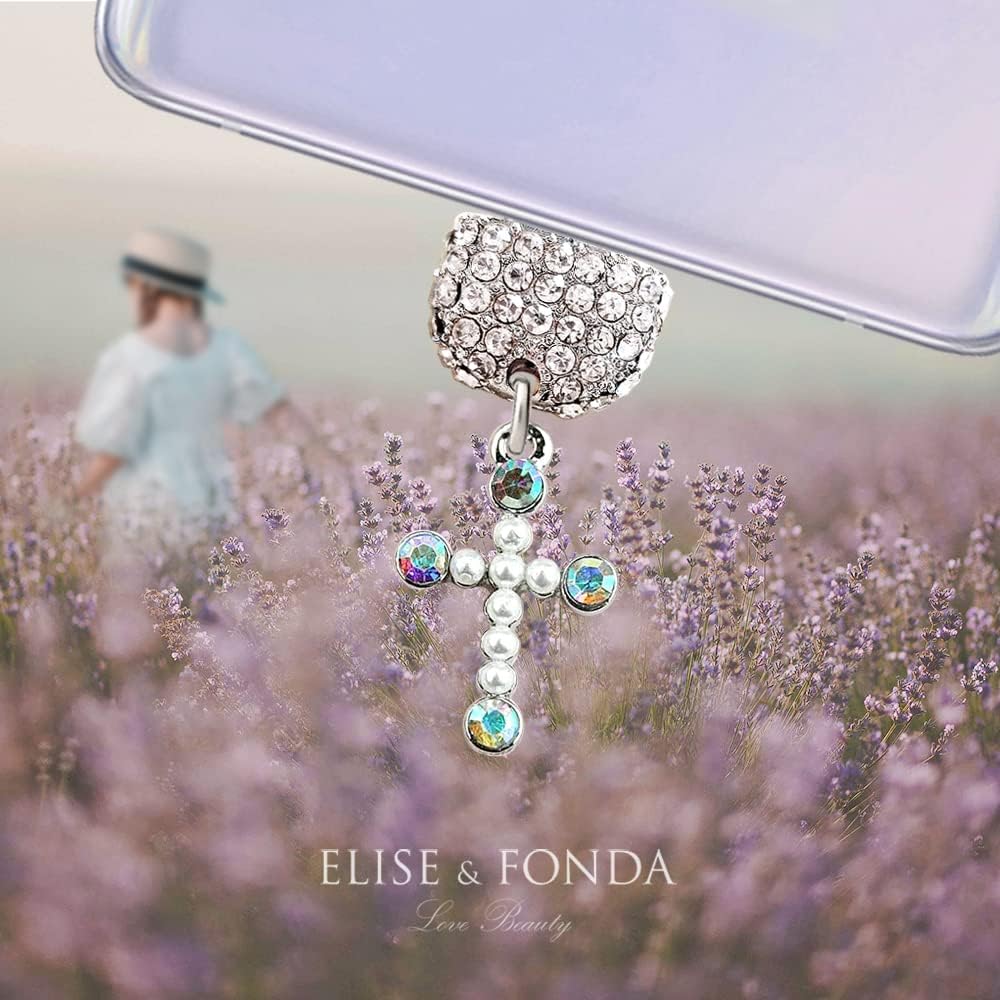 ELISE & FONDA TP83 Tipo-C Puerto de carga USB Crystal Anti Dust Plug Little Cross Cell Phone Charm para Samsung GalaxyHuaweiOnePlusXiaomioppo Nuevos