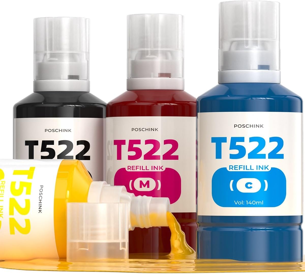 522 botellas de recarga de tinta, repuesto de tinta de repuesto compatible para Epson Ecotank ET-2800 ET-2720 ET-2803 ET-4800 ET-4700, etc.