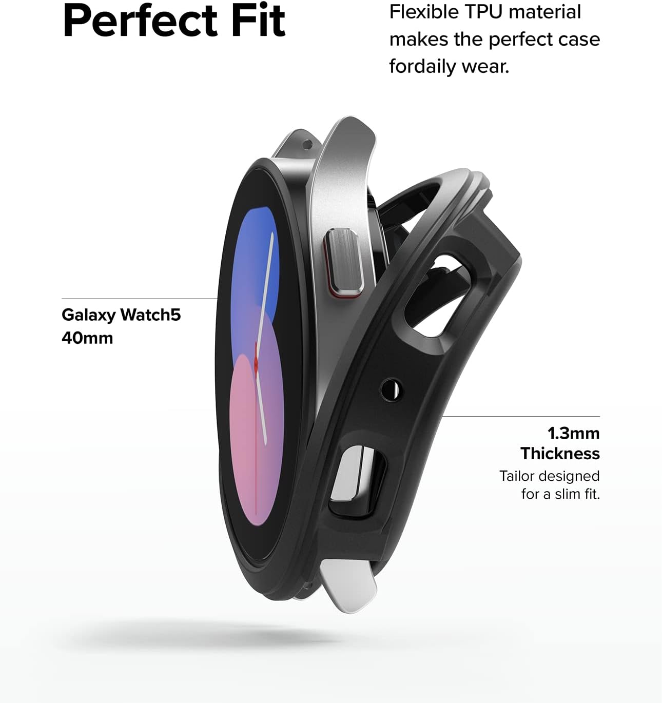 Ringke Air Sports – Funda compatible con Samsung Galaxy Watch 5 de 1.575 pulgadas (1.575 in), suave, flexible, ligera, delgada, de poliuretano