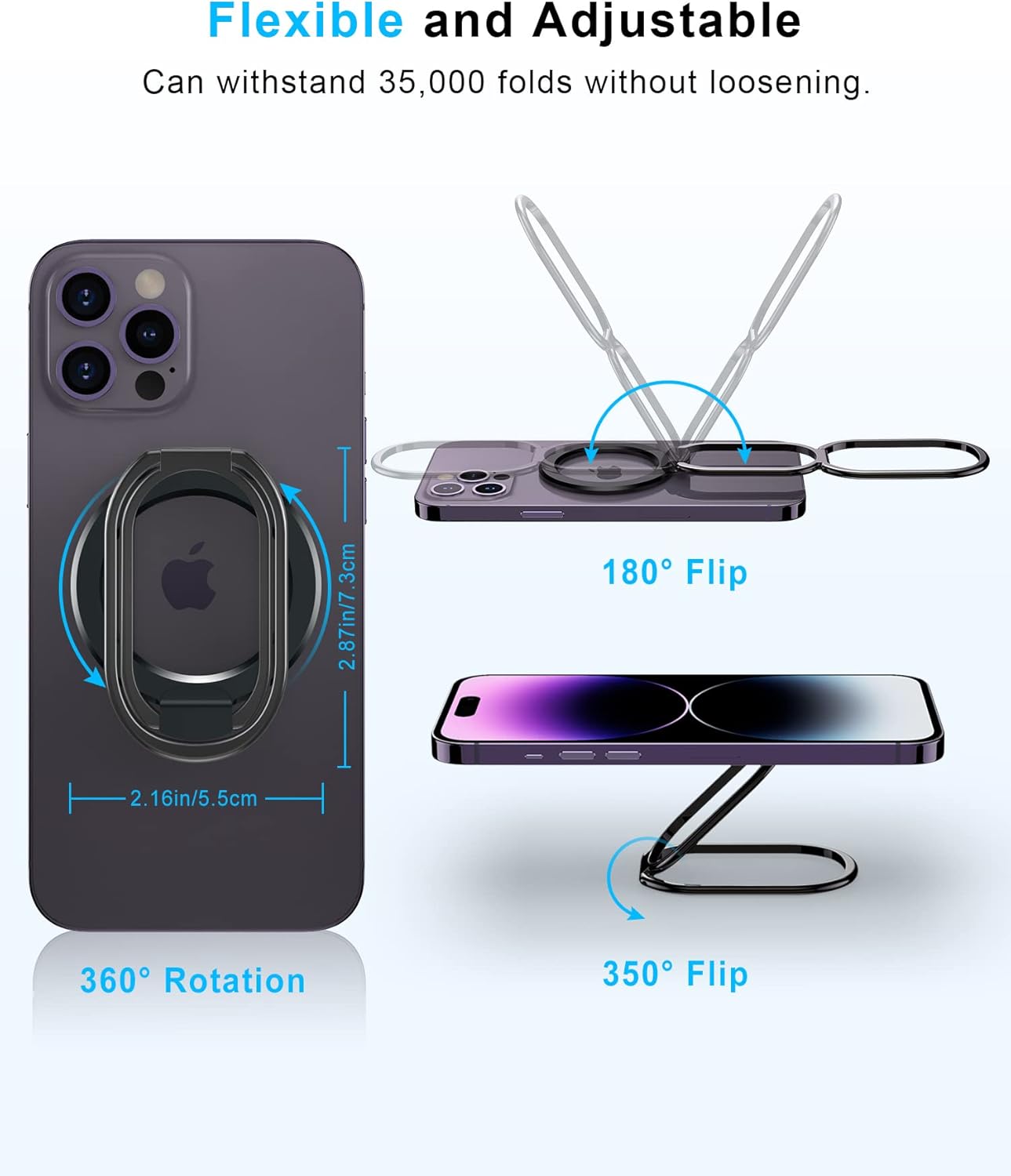 Actualizado 2024 Soporte para anillo de teléfono seguro Mag, soporte magnético ajustable SUPERONE y agarre extraíble para teléfono compatible con