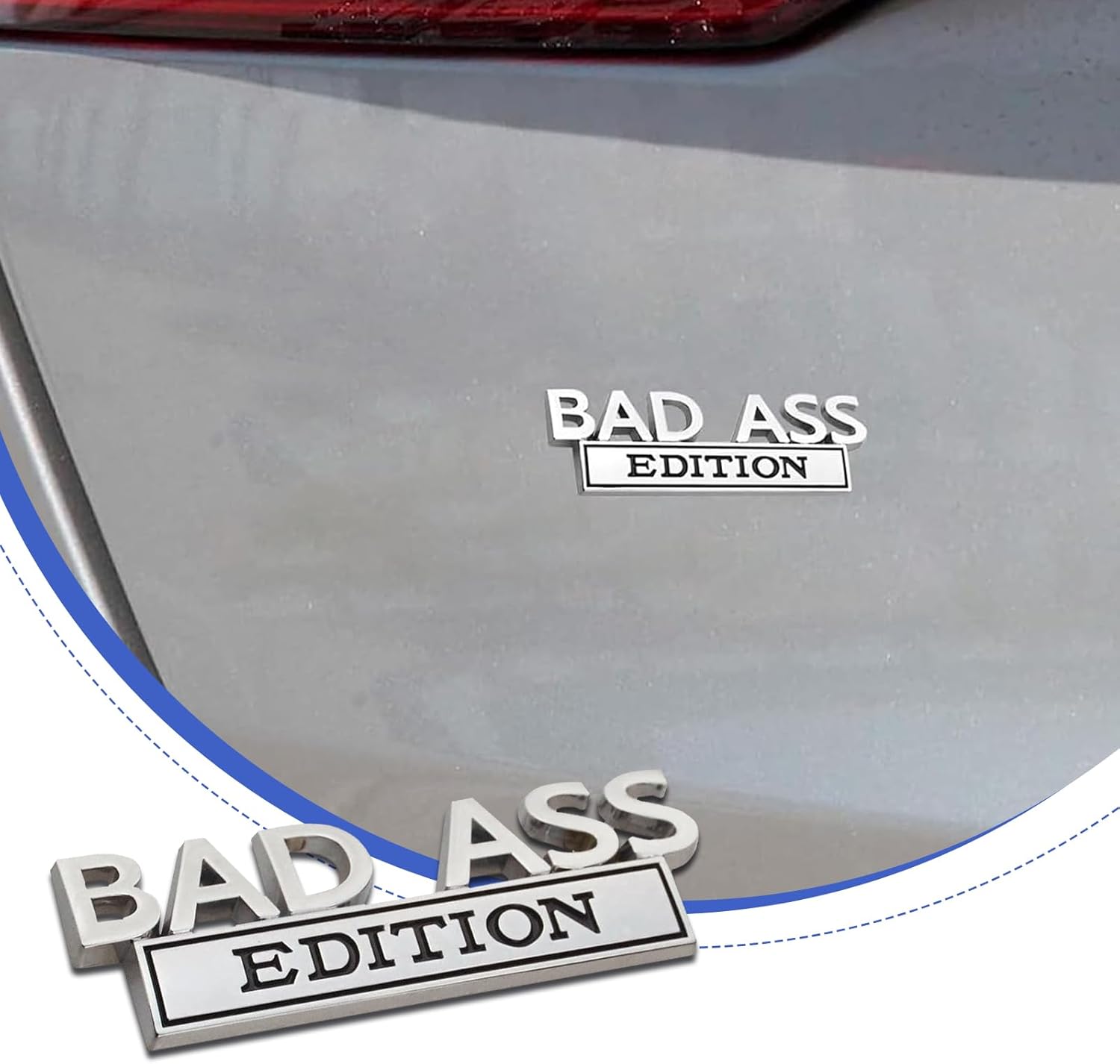 ZBGUN Pack-1 Car Trunk Decal, 3.93″ x 1.33″ Bad Ass Edition Metal Anti-Scratch Anti-Rust Personalized Badge Decoration, Car Body Front Grille