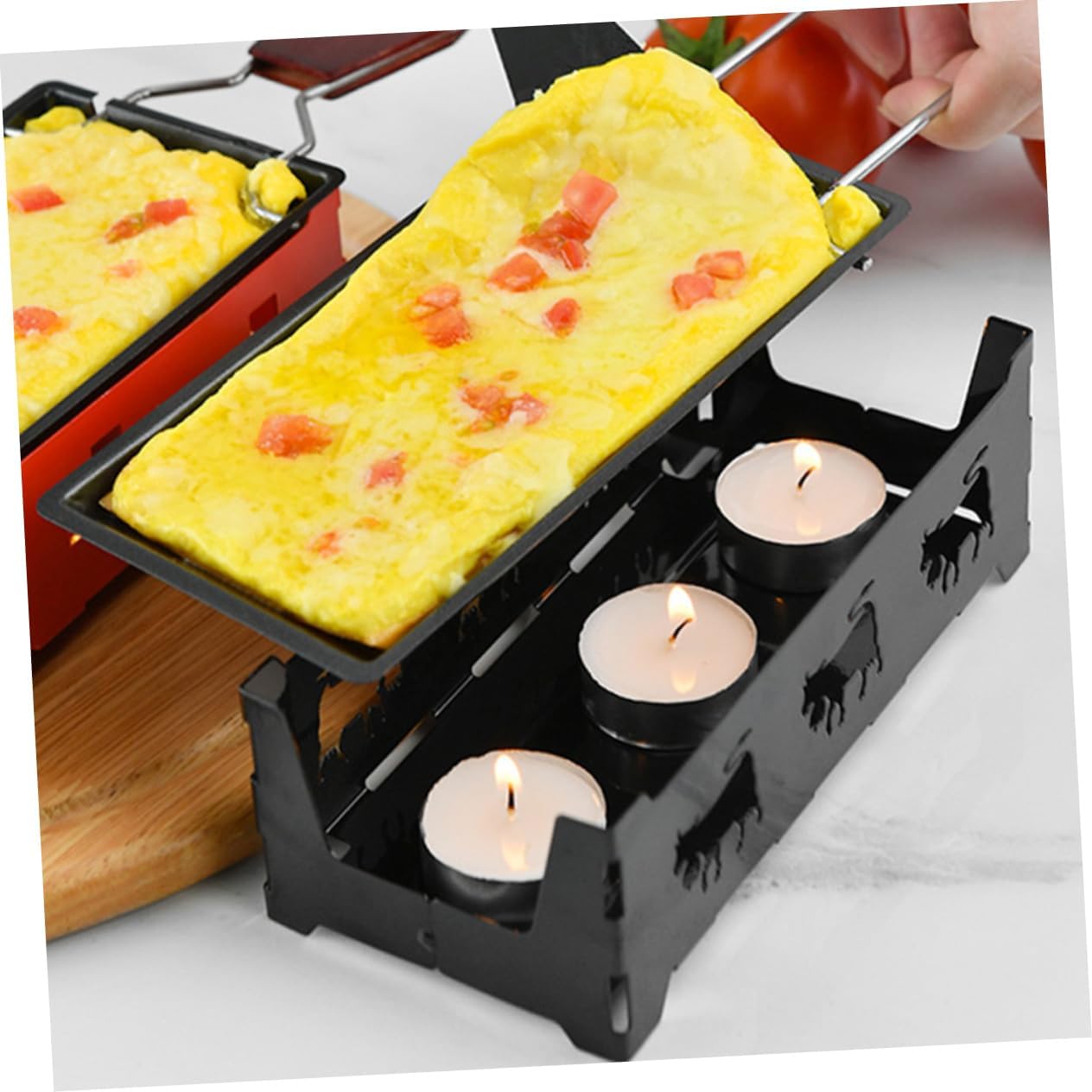 BESTOYARD 1 juego de parrilla de queso de acero al carbono bandeja de hornear Raclette parrilla de mesa para queso a la luz de las velas de queso