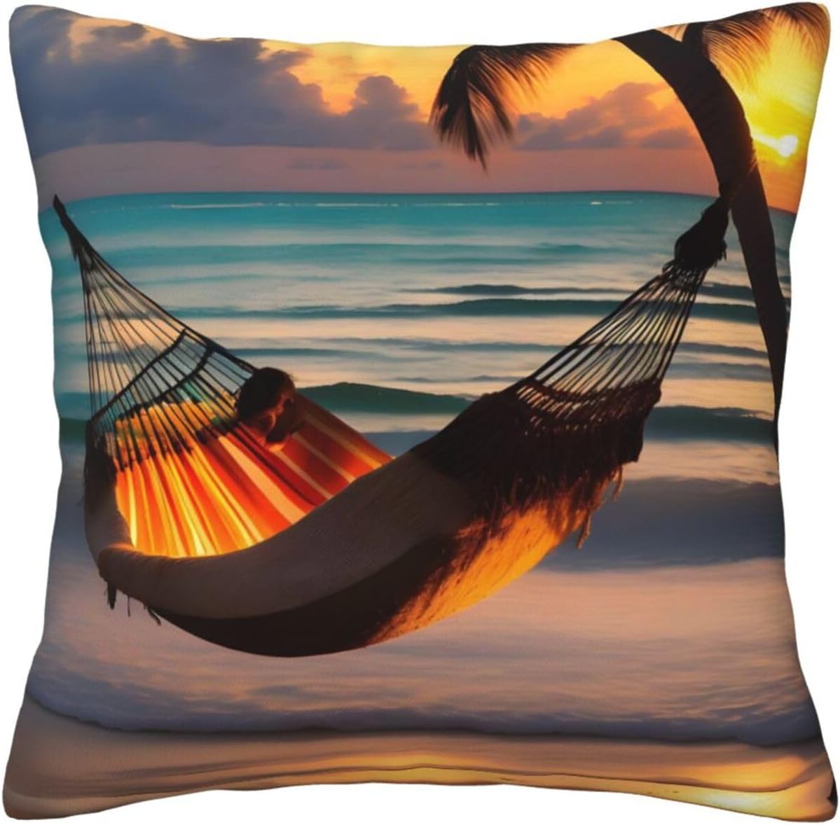 Hamaca de playa con diseño de puesta de sol, fundas de cojín decorativas para sofá, cama, sofá, sala de estar, dormitorio, automóvil