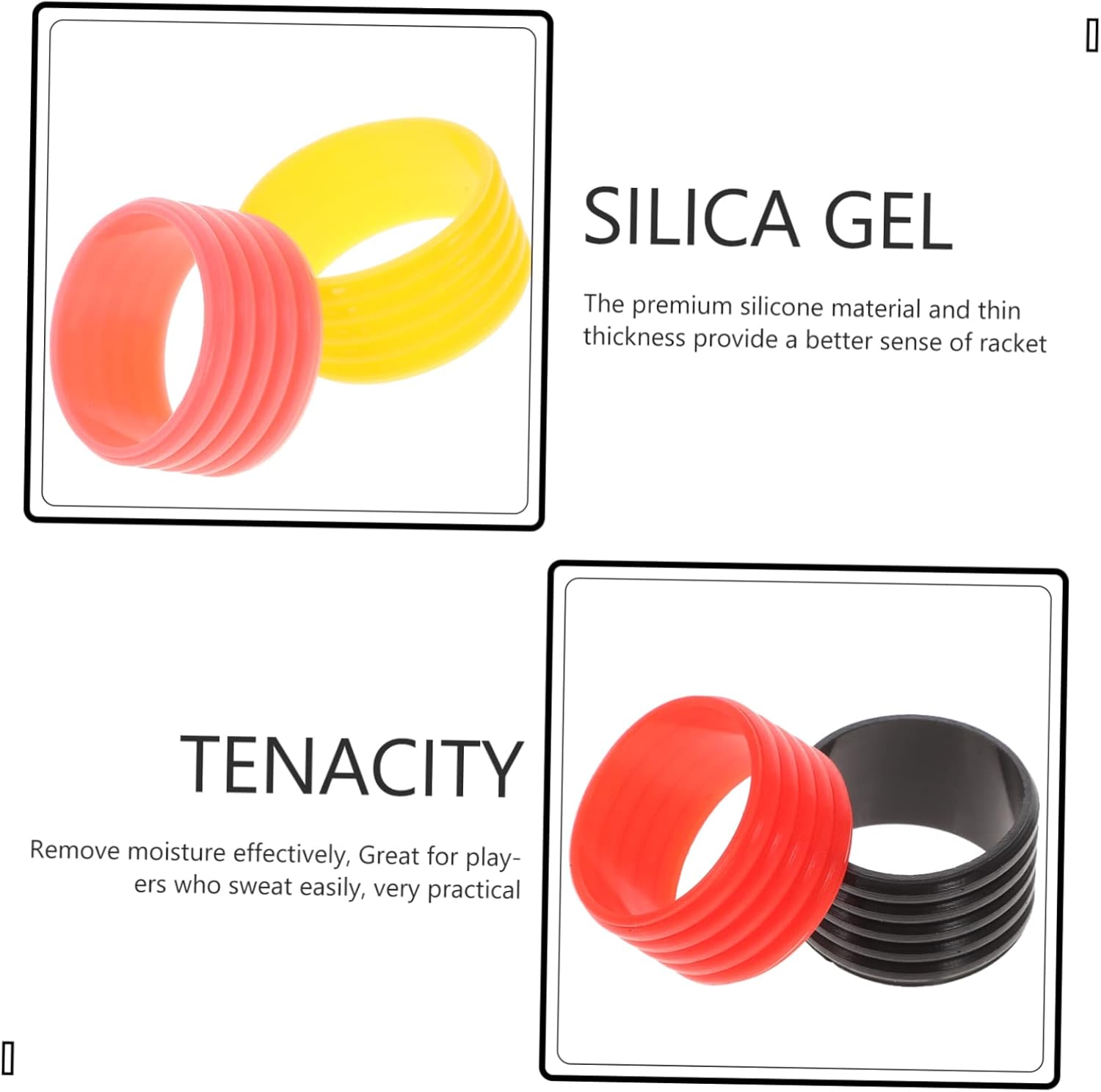 INOOMP 14 unidades de anillo de goma de sellado de raqueta, agarre de bádminton, pelotas de tenis de colores, anillos de tenis, bandas de agarre de