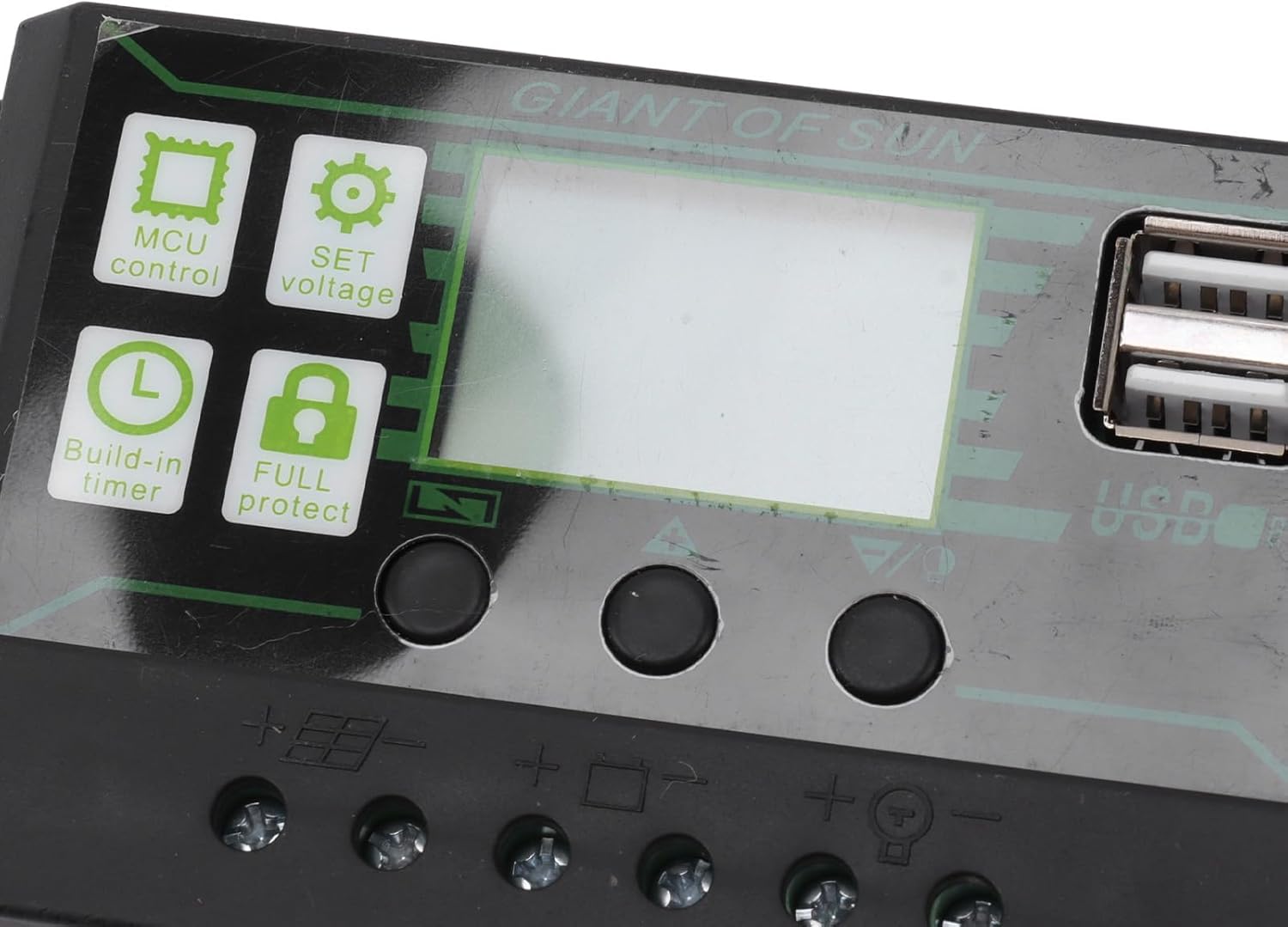 Controlador de carga solar, controlador de energía ABS 5V con doble puerto USB, regulador PWM inteligente para paneles solares (80A)