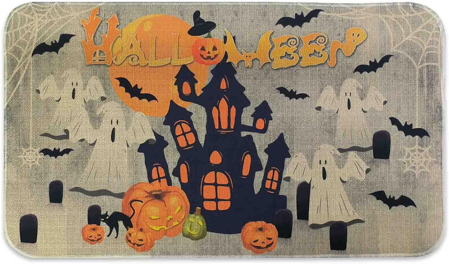 boilopp home Tapete de Halloween antideslizante para puerta delantera, decoración de Halloween, para interiores y exteriores, de bajo perfil, de